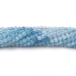 3mm Shaded Aquamarine Micro Faceted Round Beads 12.25 inch 106 pieces (ONLINE ORDER ONLY)