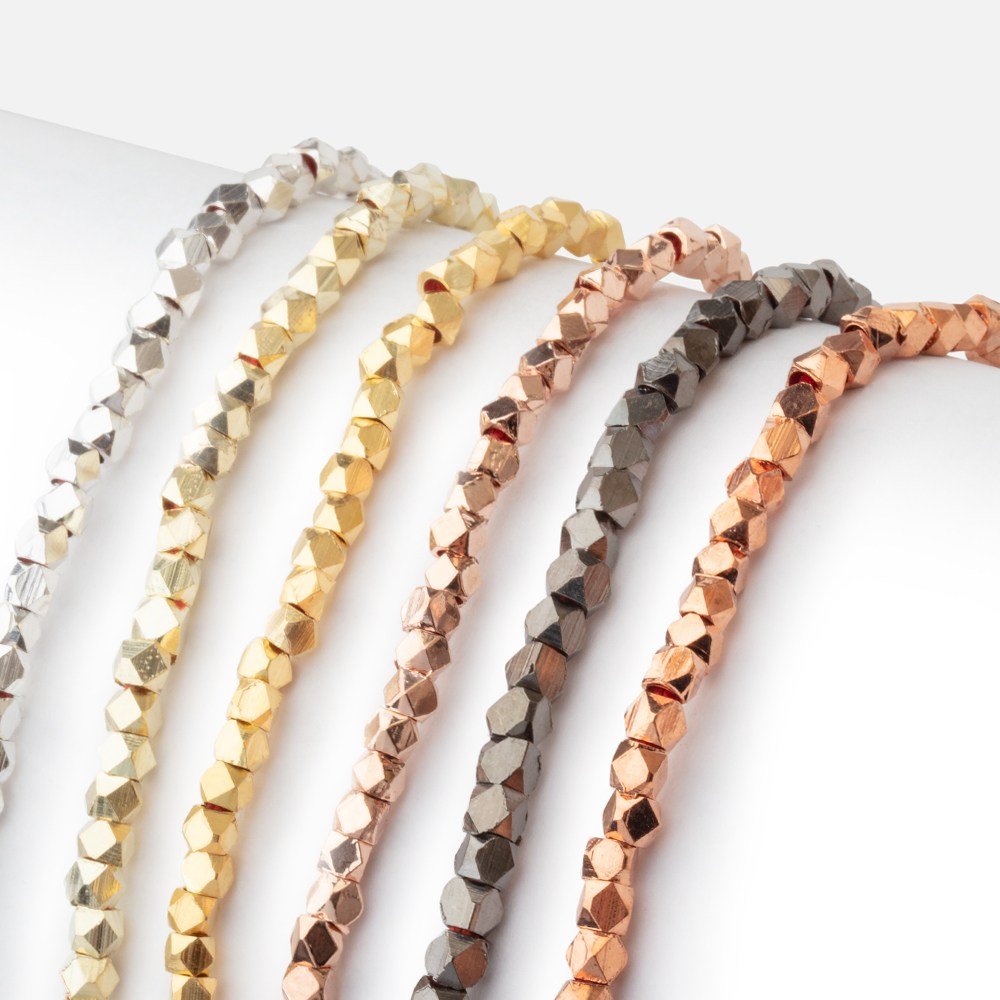 3mm Shiny Faceted Nugget Beads 8 inch 68 pieces (ONLINE ORDER ONLY)