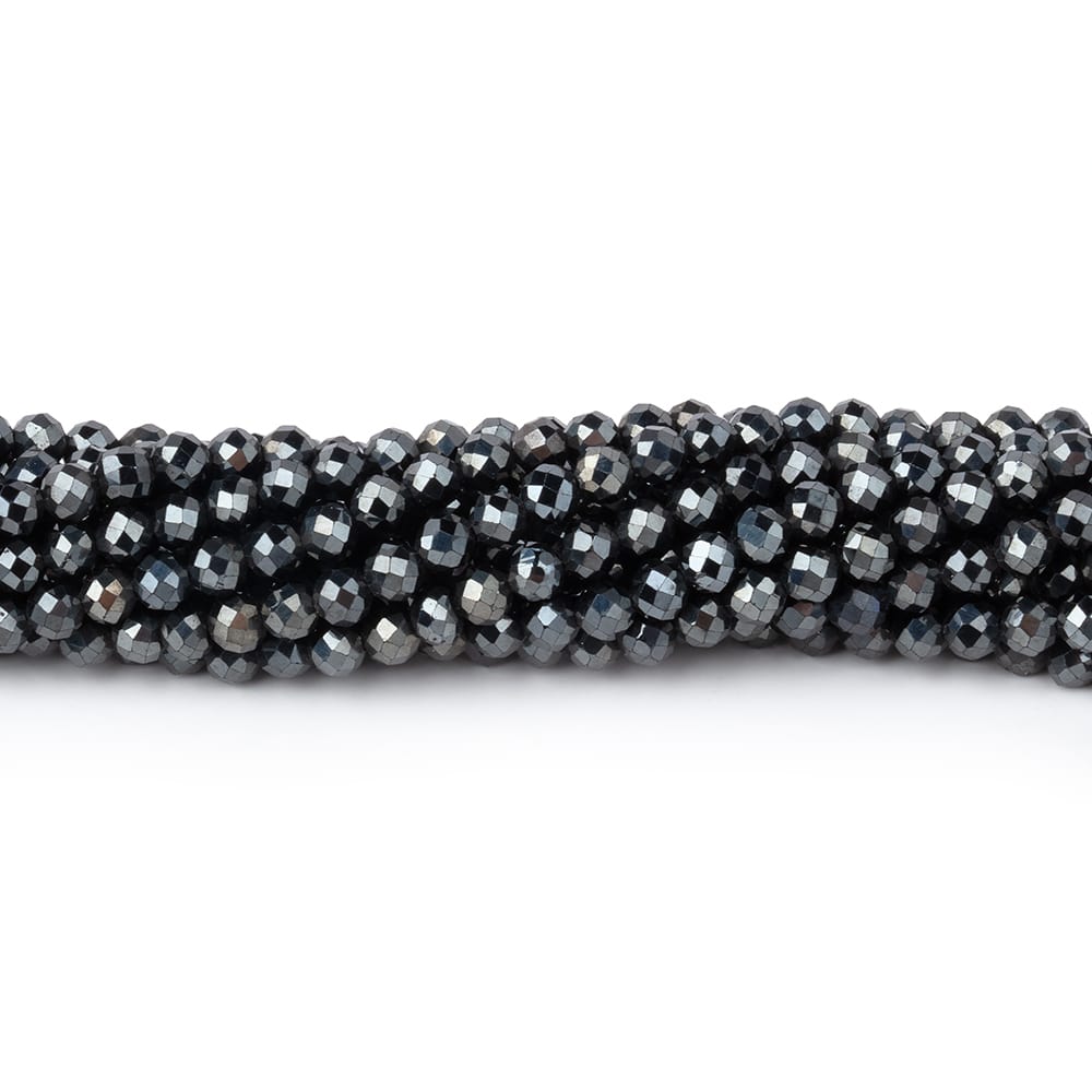 3mm Silver Metallic Black Spinel Micro faceted rounds 13 inch 128 beads (ONLINE ORDER ONLY)