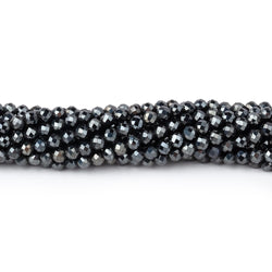 3mm Silver Metallic Black Spinel Micro faceted rounds 13 inch 128 beads (ONLINE ORDER ONLY)
