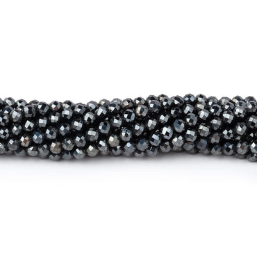 3mm Silver Metallic Black Spinel Micro faceted rounds 13 inch 128 beads (ONLINE ORDER ONLY)