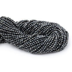 3mm Silver Metallic Black Spinel Micro faceted rounds 13 inch 128 beads (ONLINE ORDER ONLY)