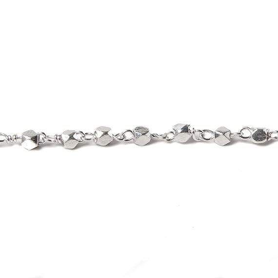 3mm Silver plated brushed nugget Silver plated Chain by the foot (ONLINE ORDER ONLY)
