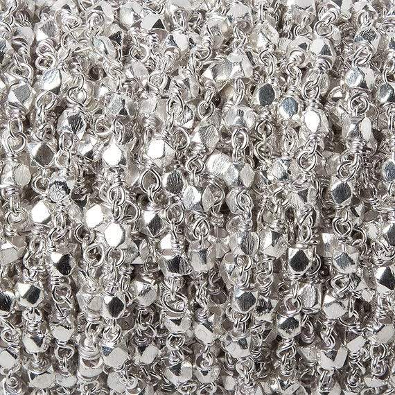3mm Silver plated brushed nugget Silver plated Chain by the foot (ONLINE ORDER ONLY)