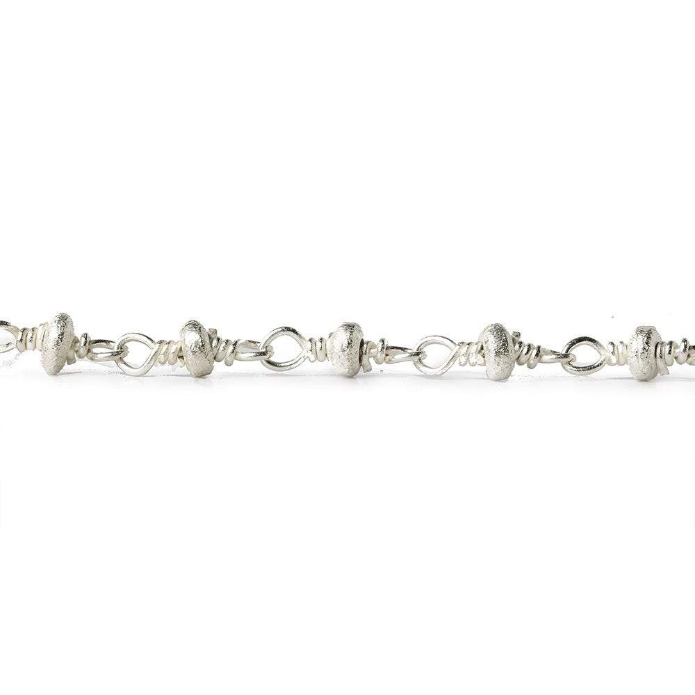 3mm Silver plated Brushed Rondelle Silver plated Chain by the foot (ONLINE ORDER ONLY)