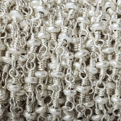 3mm Silver plated Brushed Rondelle Silver plated Chain by the foot (ONLINE ORDER ONLY)