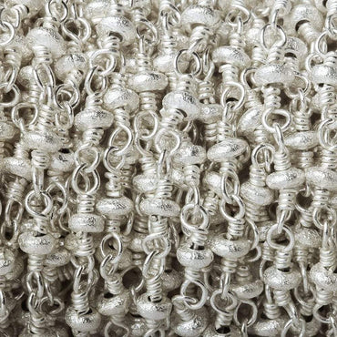 3mm Silver plated Brushed Rondelle Silver plated Chain by the foot (ONLINE ORDER ONLY)