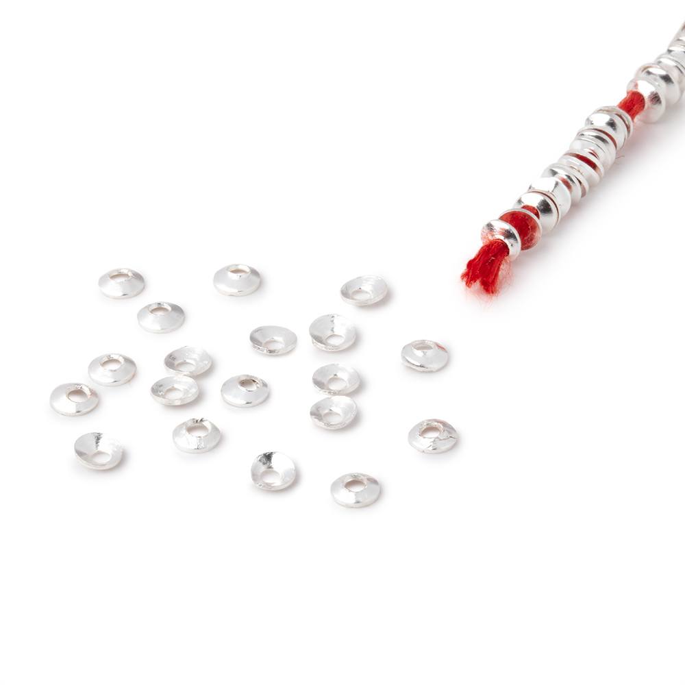 3mm Silver Plated Copper Plain Bead Cap 8 inch 380 pieces (ONLINE ORDER ONLY)