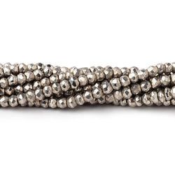 3mm Silver plated Pyrite faceted rondelle beads 13 inch 161 pieces (ONLINE ORDER ONLY)
