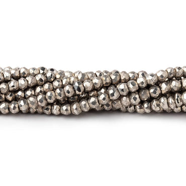 3mm Silver plated Pyrite faceted rondelle beads 13 inch 161 pieces (ONLINE ORDER ONLY)