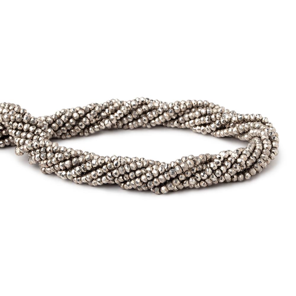 3mm Silver plated Pyrite faceted rondelle beads 13 inch 161 pieces (ONLINE ORDER ONLY)