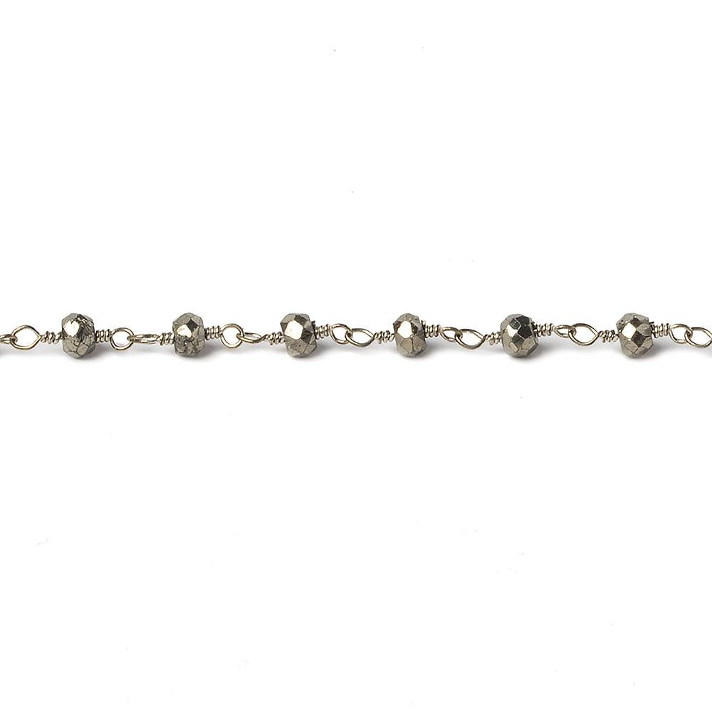 3mm Silver plated Pyrite faceted rondelle Silver Chain by the foot 38 pieces (ONLINE ORDER ONLY)