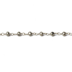 3mm Silver plated Pyrite faceted rondelle Silver Chain by the foot 38 pieces (ONLINE ORDER ONLY)