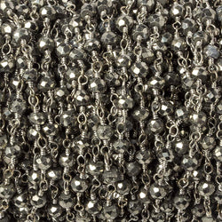 3mm Silver plated Pyrite faceted rondelle Silver Chain by the foot 38 pieces (ONLINE ORDER ONLY)