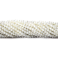 3mm Snow White Shell Pearl micro faceted round beads 13 inch 133 pieces (ONLINE ORDER ONLY)