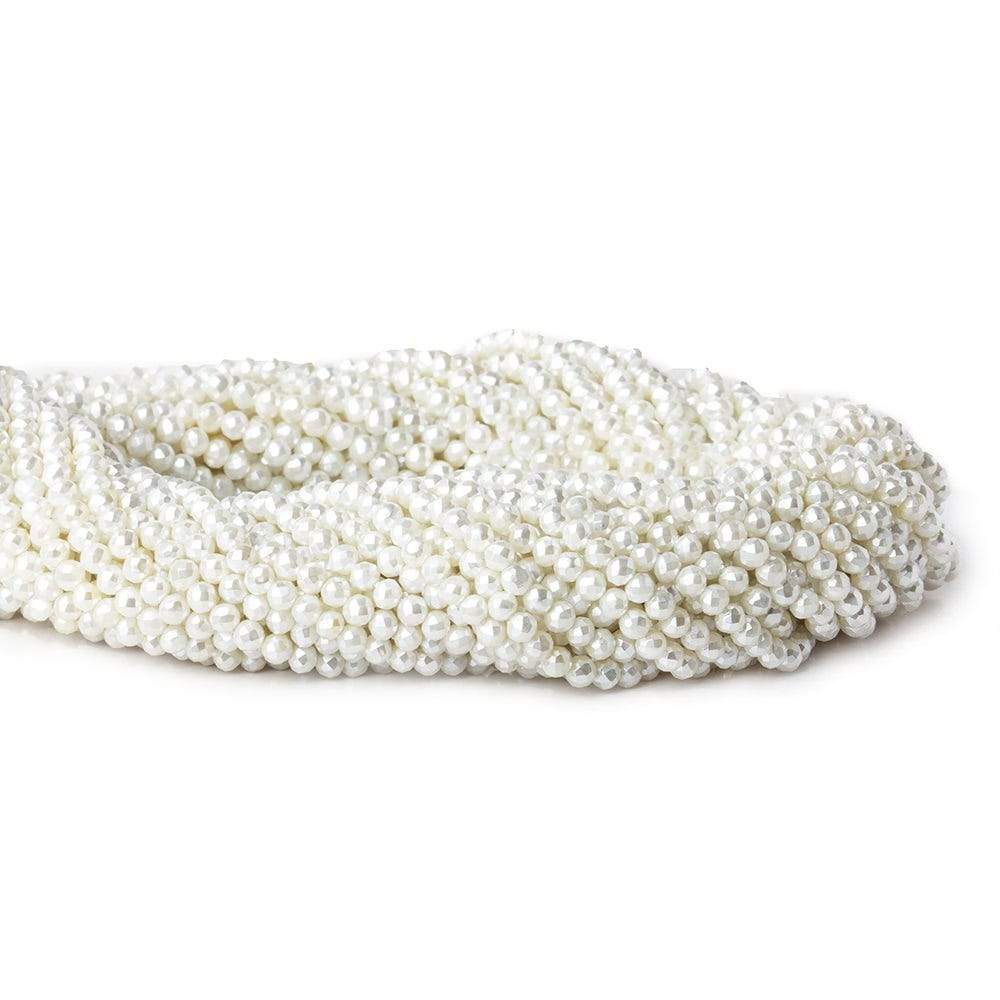 3mm Snow White Shell Pearl micro faceted round beads 13 inch 133 pieces (ONLINE ORDER ONLY)
