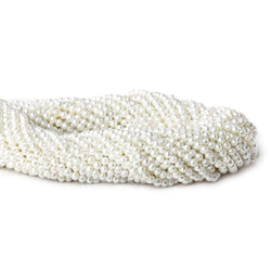 3mm Snow White Shell Pearl micro faceted round beads 13 inch 133 pieces (ONLINE ORDER ONLY)