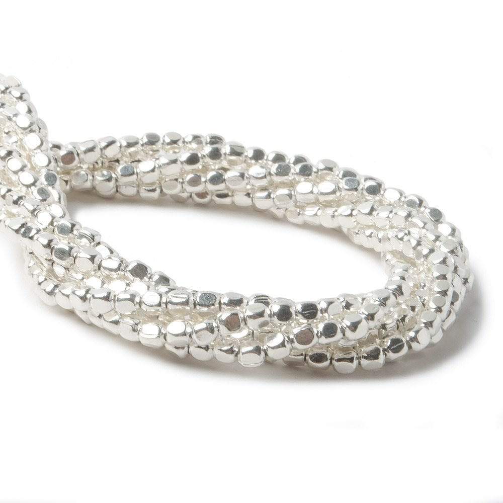 3mm Sterling Silver Plain Cube 8 inch 65 beads (ONLINE ORDER ONLY)