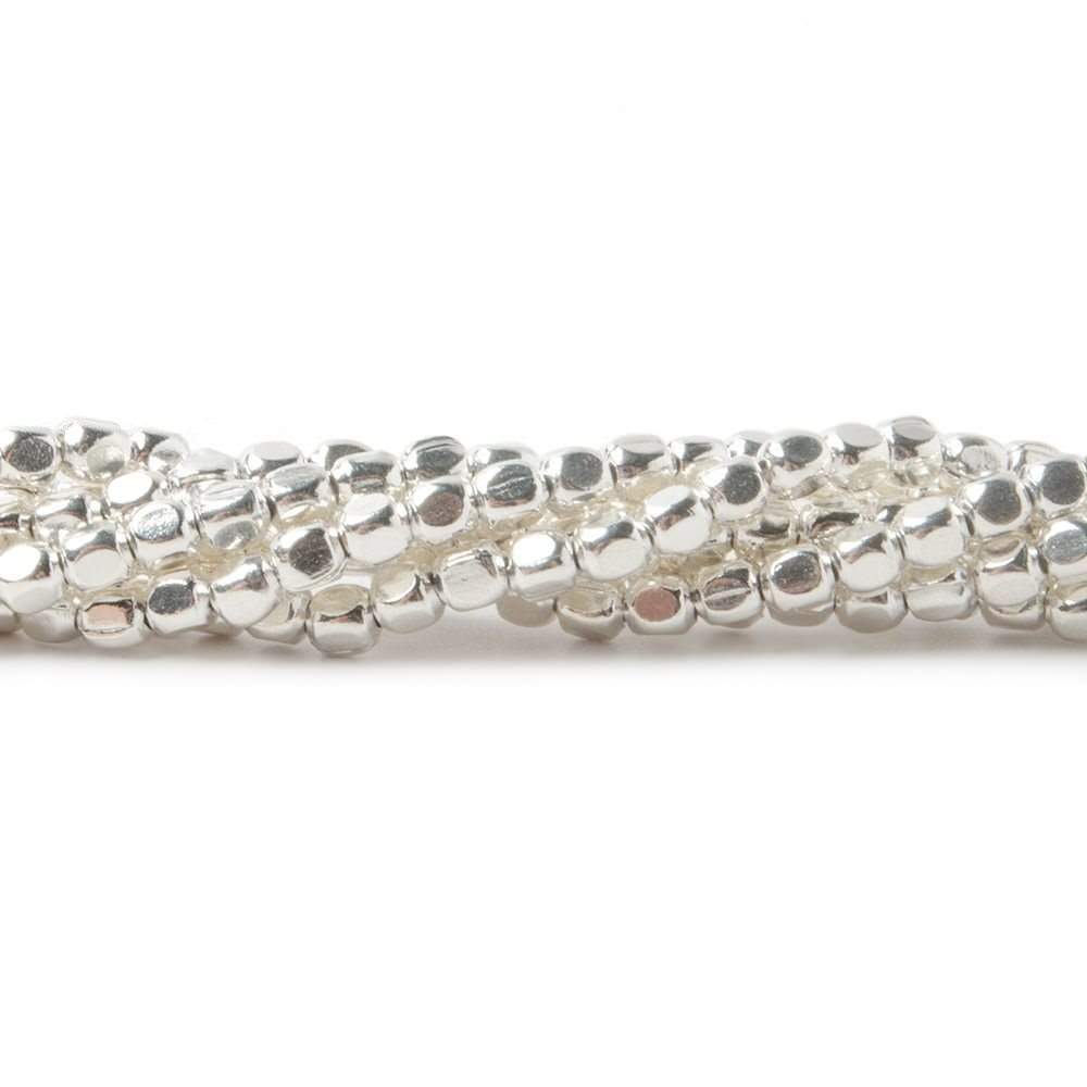 3mm Sterling Silver Plain Cube 8 inch 65 beads (ONLINE ORDER ONLY)
