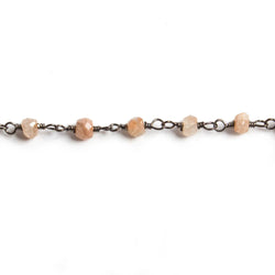 3mm Sunstone faceted rondelle Black Gold Chain by the foot 36 pieces (ONLINE ORDER ONLY)