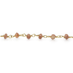 3mm Sunstone faceted rondelle Gold Chain by the foot 40 pieces (ONLINE ORDER ONLY)