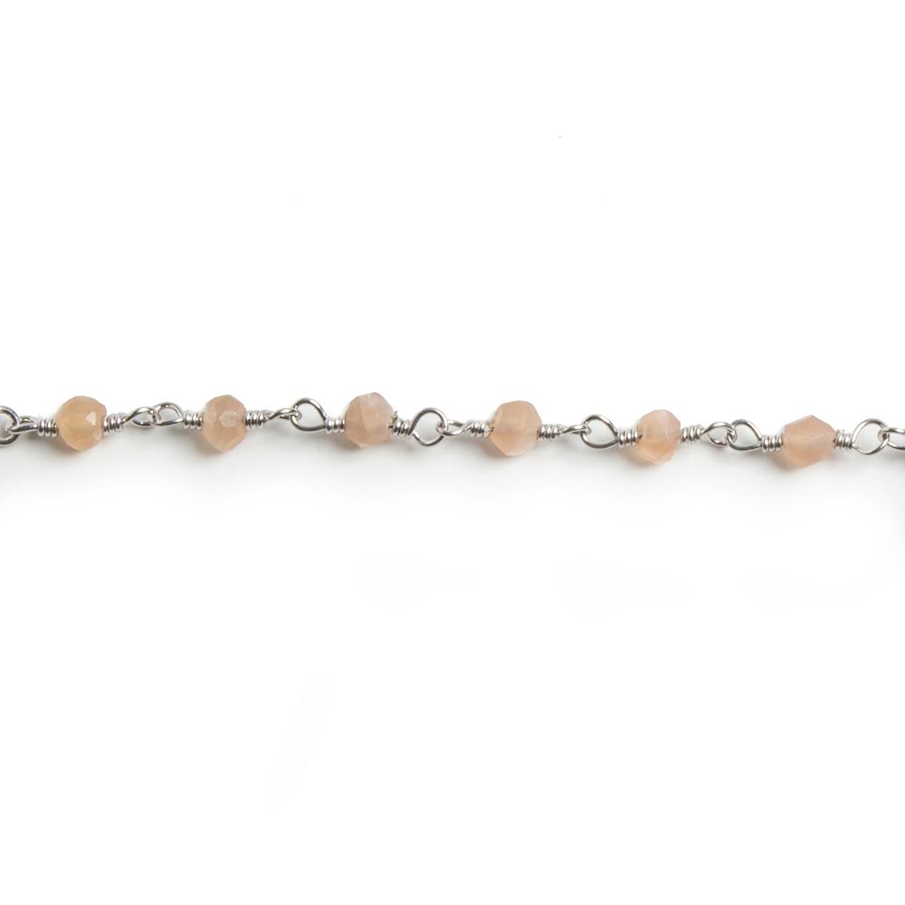 3mm Sunstone faceted rondelle Silver Chain by the foot 36 pieces (ONLINE ORDER ONLY)