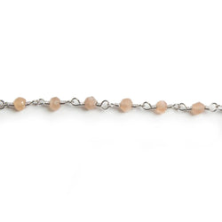 3mm Sunstone faceted rondelle Silver Chain by the foot 36 pieces (ONLINE ORDER ONLY)