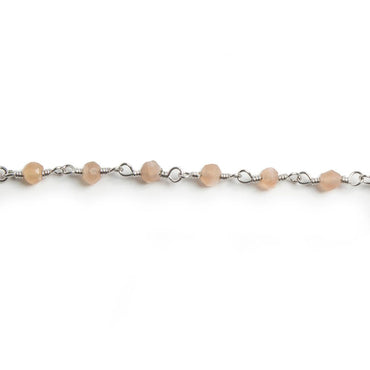 3mm Sunstone faceted rondelle Silver Chain by the foot 36 pieces (ONLINE ORDER ONLY)