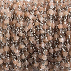 3mm Sunstone faceted rondelle Silver Chain by the foot 36 pieces (ONLINE ORDER ONLY)