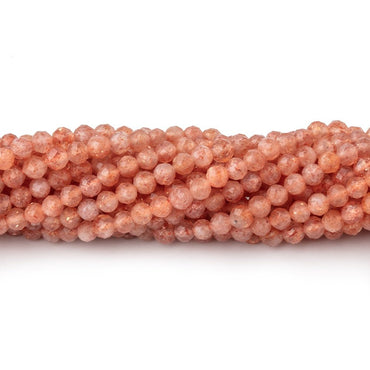 3mm Sunstone Micro Faceted Round Beads 12.5 inch 112 pieces (ONLINE ORDER ONLY)