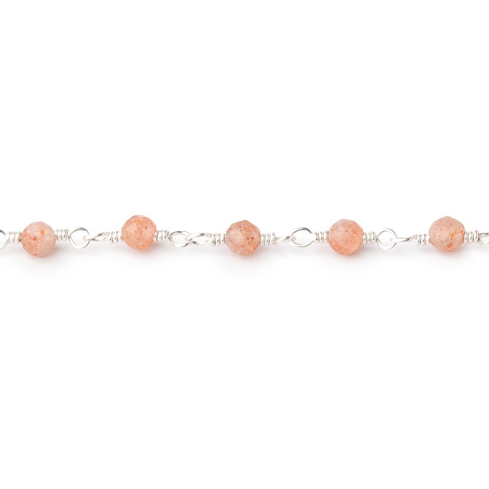 3mm Sunstone Micro Faceted Rounds on Silver Plated Chain (ONLINE ORDER ONLY)