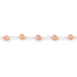 3mm Sunstone Micro Faceted Rounds on Silver Plated Chain (ONLINE ORDER ONLY)