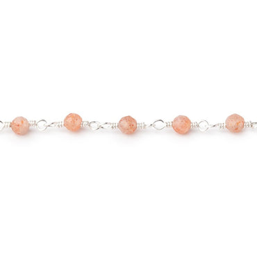 3mm Sunstone Micro Faceted Rounds on Silver Plated Chain (ONLINE ORDER ONLY)