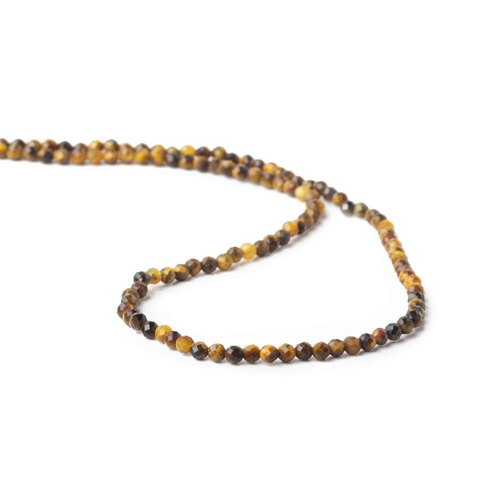 3mm Tiger's Eye microfaceted round beads 13 inch 115 pieces (ONLINE ORDER ONLY)