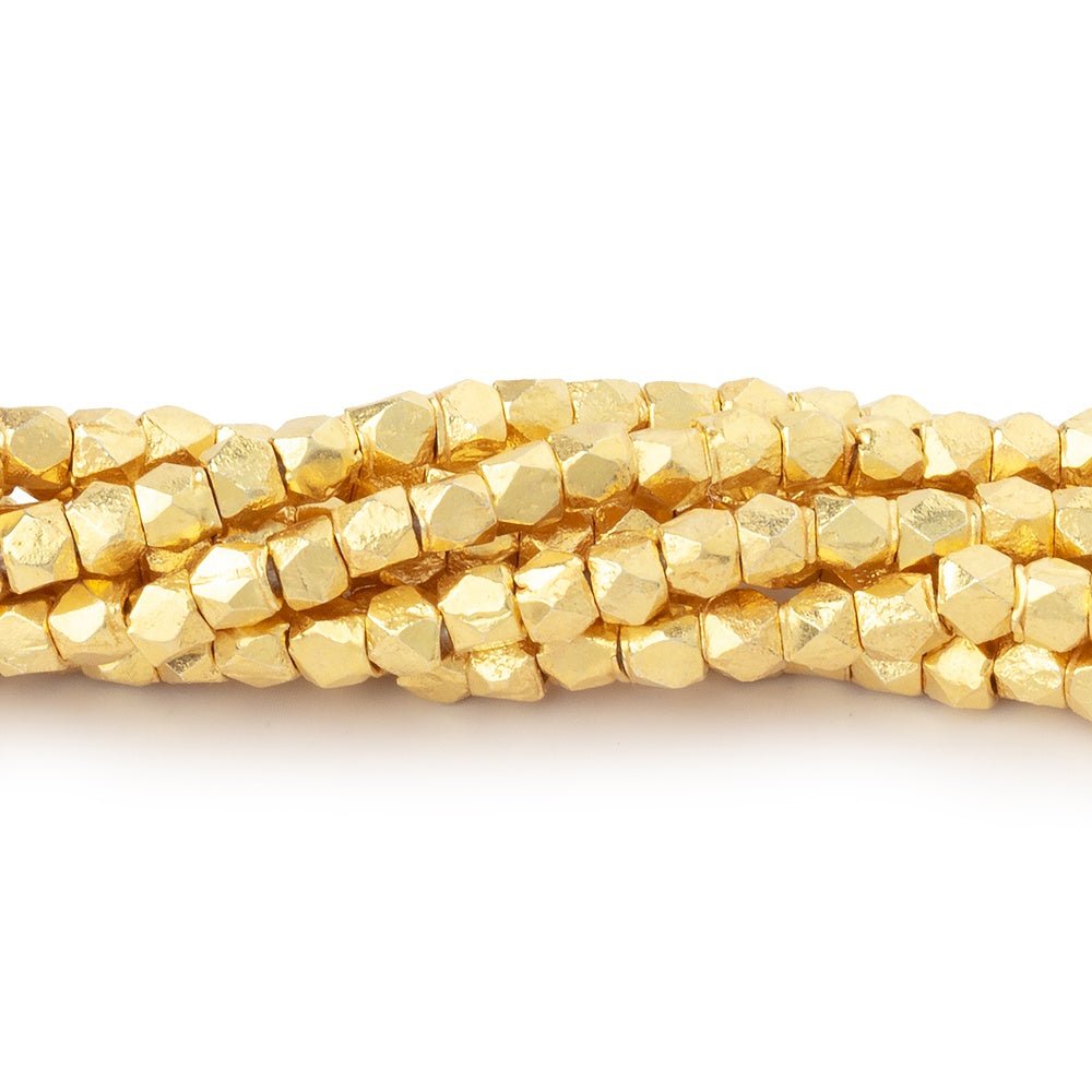 3mm Vermeil Faceted Nugget Beads 4 inch 34 pieces (ONLINE ORDER ONLY)