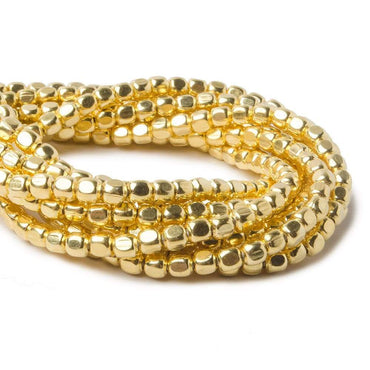 3mm Vermeil Plain Cube 8 inch 65 beads (ONLINE ORDER ONLY)