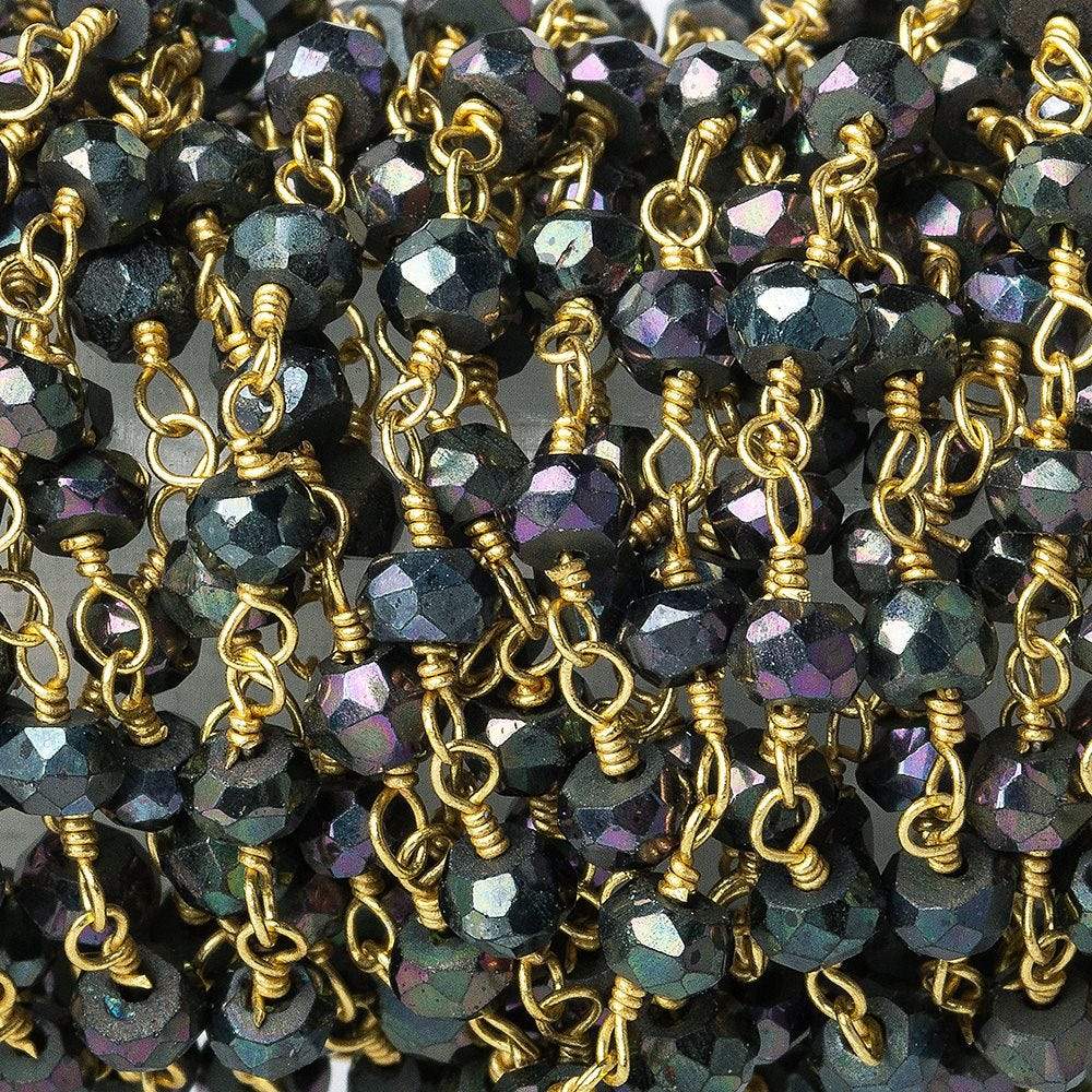 3mm Violet Mystic Spinel faceted rondelle Gold Wire Wrapped Chain by foot (ONLINE ORDER ONLY)