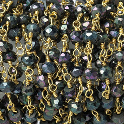 3mm Violet Mystic Spinel faceted rondelle Gold Wire Wrapped Chain by foot (ONLINE ORDER ONLY)