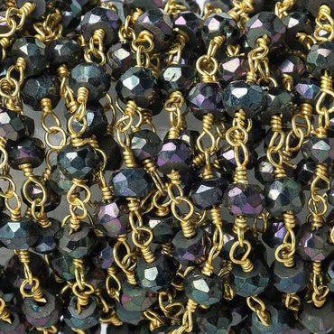 3mm Violet Mystic Spinel faceted rondelle Gold Wire Wrapped Chain by foot (ONLINE ORDER ONLY)