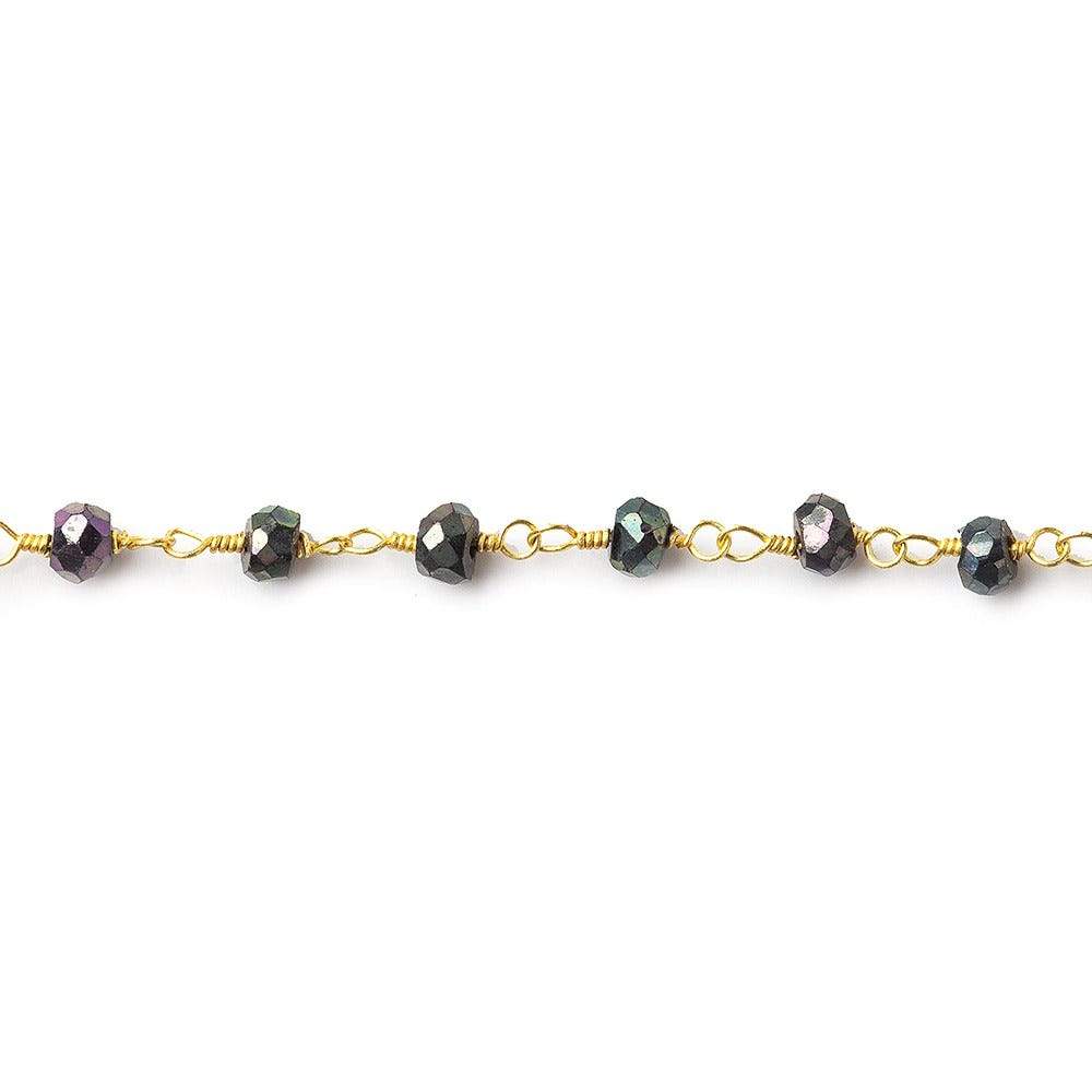 3mm Violet Mystic Spinel faceted rondelle Gold Wire Wrapped Chain by foot (ONLINE ORDER ONLY)