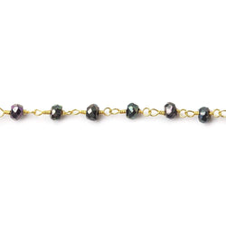 3mm Violet Mystic Spinel faceted rondelle Gold Wire Wrapped Chain by foot (ONLINE ORDER ONLY)
