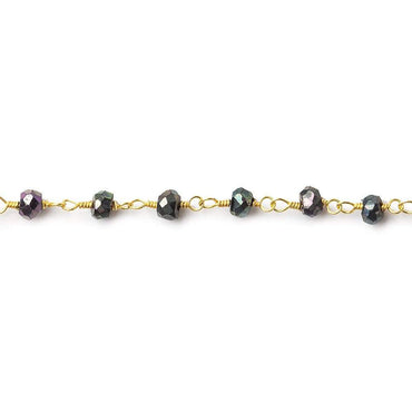 3mm Violet Mystic Spinel faceted rondelle Gold Wire Wrapped Chain by foot (ONLINE ORDER ONLY)