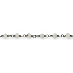 3mm White Moonstone faceted rondelle Black Gold Chain by the foot 35 pieces (ONLINE ORDER ONLY)