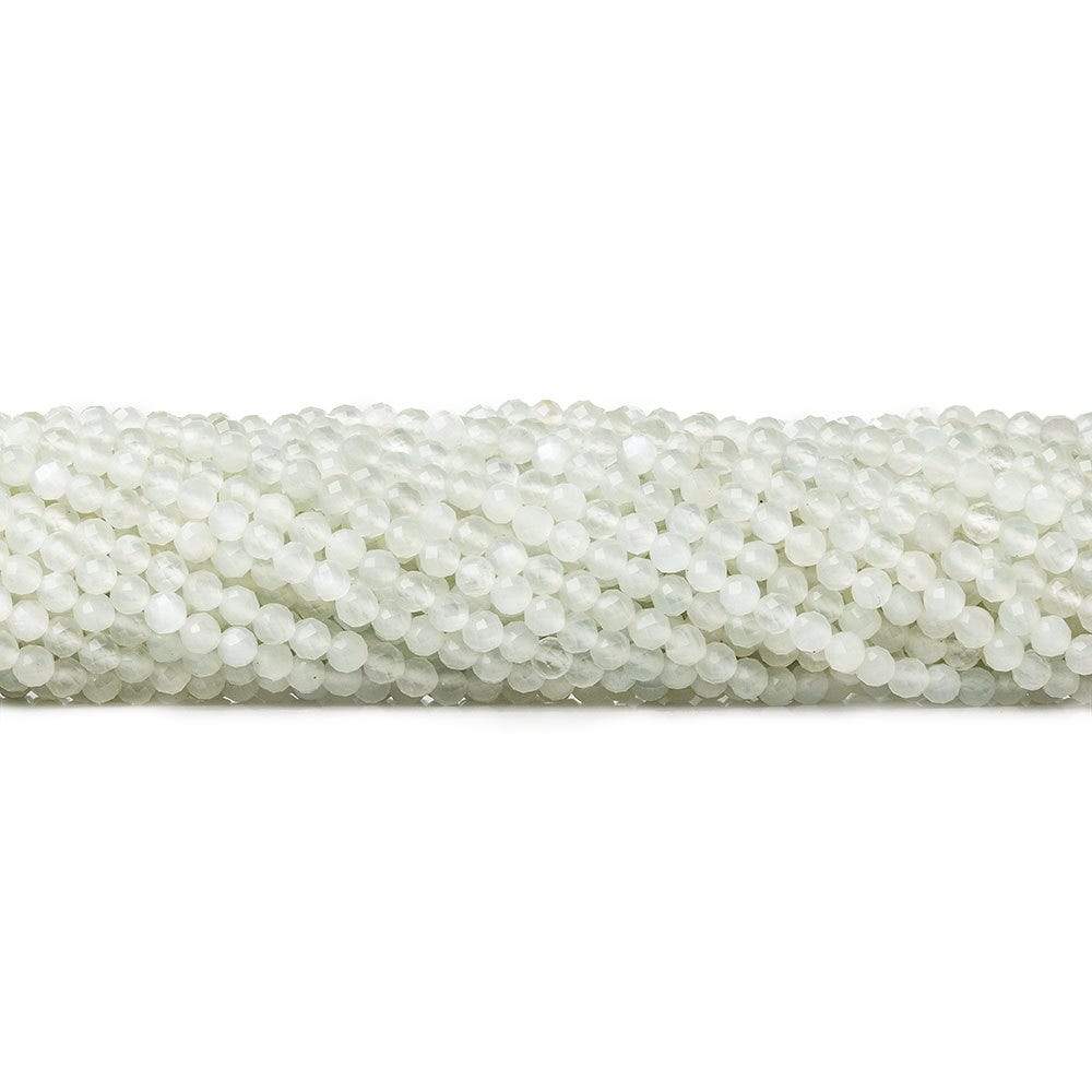 3mm White Moonstone microfaceted round beads 13 inch 100 pieces (ONLINE ORDER ONLY)