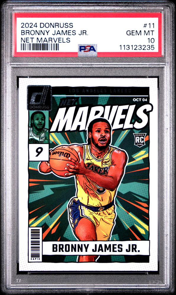 Graded 2024 Panini Donruss Bronny James #11 Net Marvels Rookie RC Basketball Card PSA 10 Gem Mint (ONLINE ORDER ONLY)