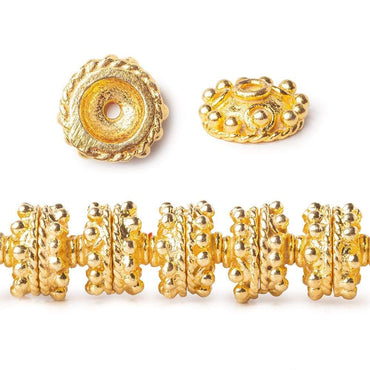 3x10mm 22kt Gold Plated Copper Bead Cap with Bali Granulated Design 8 inch 58 pieces (ONLINE ORDER ONLY)