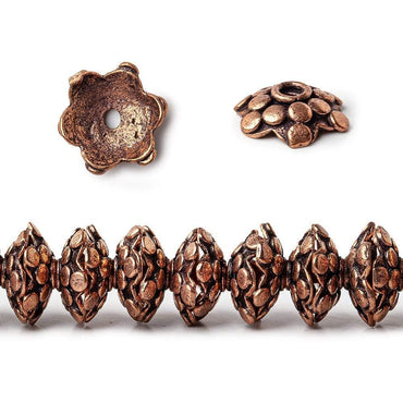 3x11mm Antiqued Copper Polka Dots On Snowflake Shape Bead Cap 8 in 64 pcs (ONLINE ORDER ONLY)
