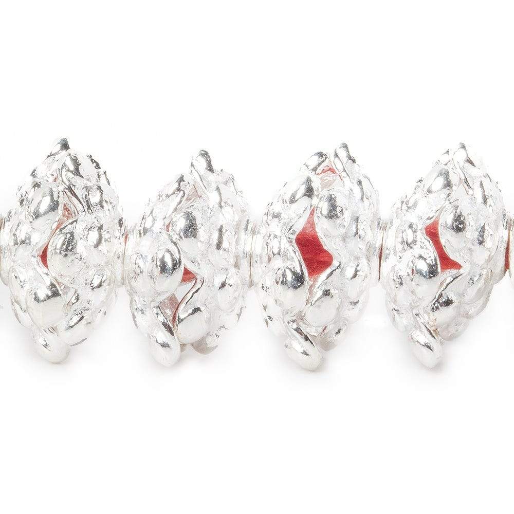 3x11mm Sterling Silver Plated Copper Polka Dots On Snowflake Bead Cap 8 inch 64 beads (ONLINE ORDER ONLY)