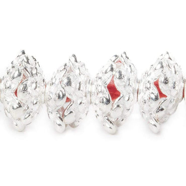 3x11mm Sterling Silver Plated Copper Polka Dots On Snowflake Bead Cap 8 inch 64 beads (ONLINE ORDER ONLY)