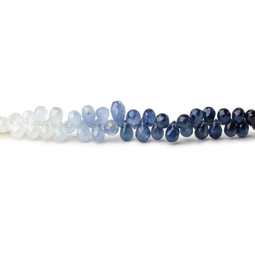3x2-5x3mm Blue and White Sapphire Faceted Tear Drop Beads 7.5 inch 140 pcs (ONLINE ORDER ONLY)